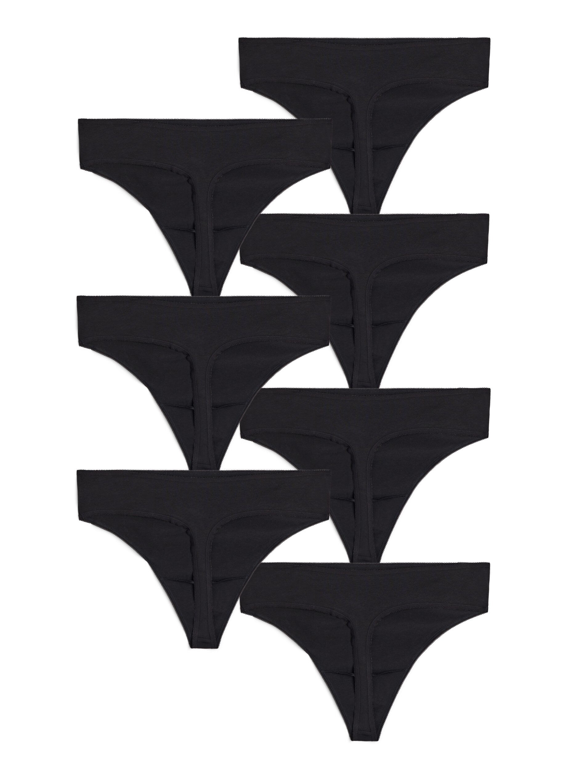 Zizzi7-pack string en coton, Noir, Packshot image number 1