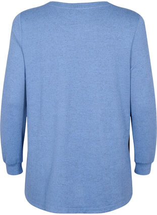 Gemêleerde blouse met knopen, Colony Blue Melange, Packshot image number 1