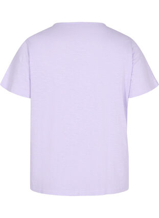 Katoenen t-shirt met kanten band, Lavender, Packshot image number 1