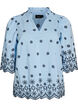 Blouse avec manches 3/4 et motif brod&eacute;, Bleu, Packshot image number 0
