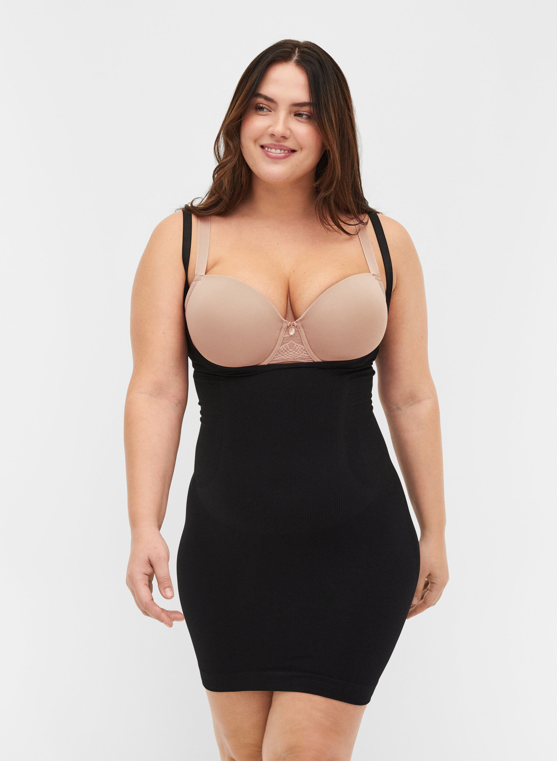 Shapewear jurk met verstelbare bandjes, Zwart, Model