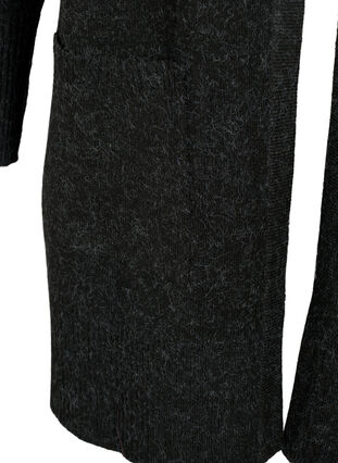 Gevlekt gebreid vest met zakken, Dark Grey Melange, Packshot image number 3