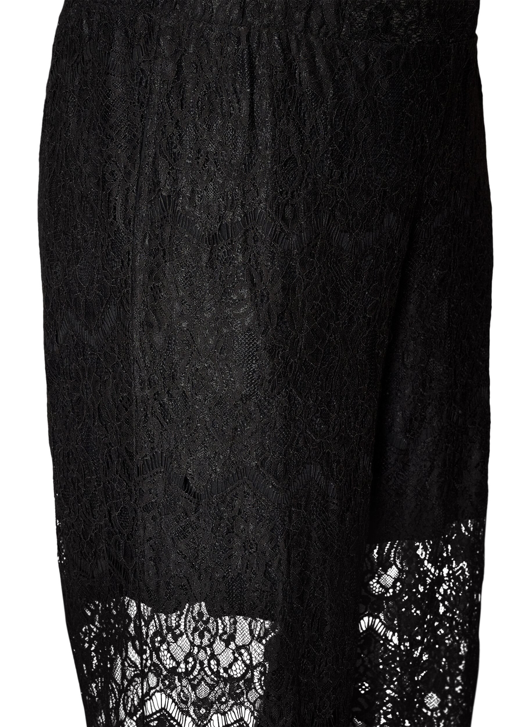 ZizziKanten broek met rechte pijpen en een binnenbroekje, Zwart, Packshot image number 2