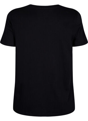 Katoenen T-shirt met goudkleurige tekst, Black w. Gold Love, Packshot image number 1