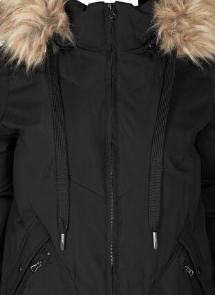 Manteau d'hiver avec capuche et bordure en fausse fourrure, Black, Packshot image number 2