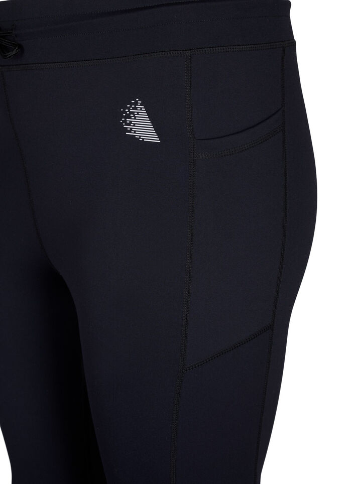  Collants d&rsquo;entra&icirc;nement 7/8 avec poches, Noir, Packshot image number 2