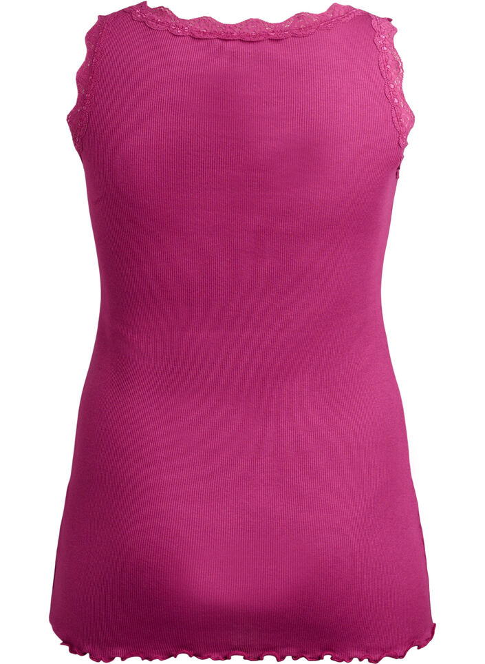 Top met kanten rand, Rood, Packshot image number 1