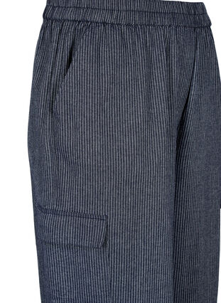Pantalon cargo en coton rayé, Dark Blue Stripe, Packshot image number 2