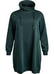 Kort sweatshirt jurk met hoge kraag en zakken, Groen, Packshot image number 0