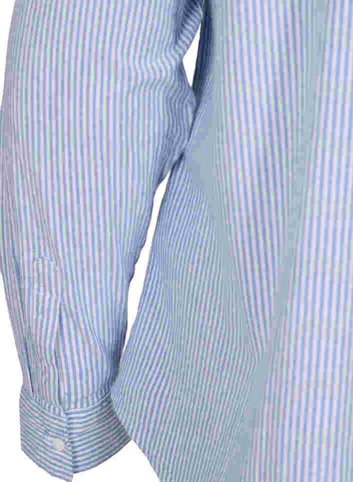 Katoenen blouse met lange mouwen, Blue Striped, Packshot image number 3