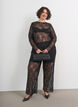 Mesh blouse met bloemen en pailletten, Zwart, Model image number 1