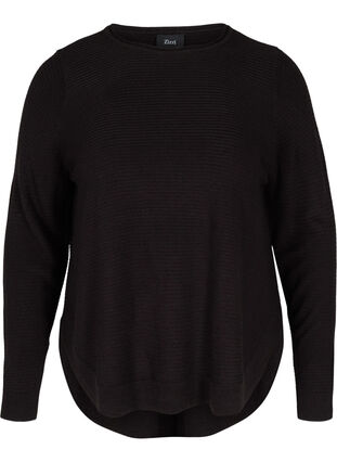 Blouse tricotée à encolure ronde, Black, Packshot image number 0