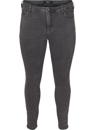 Cropped Amy jeans met hoge taille en ritssluiting, Grey Denim, Packshot image number 0