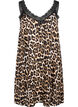 Spaghetti-jurk van viscose met kant, Leopard, Packshot image number 0