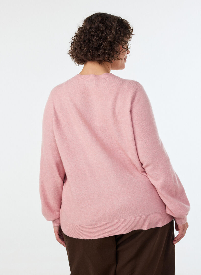Cardigan en maille douce avec boutons dor&eacute;s, Rose poudr&eacute;e, Model image number 2