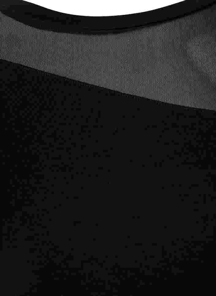 Trainingsshirt met mesh en lange mouwen, Black, Packshot image number 3