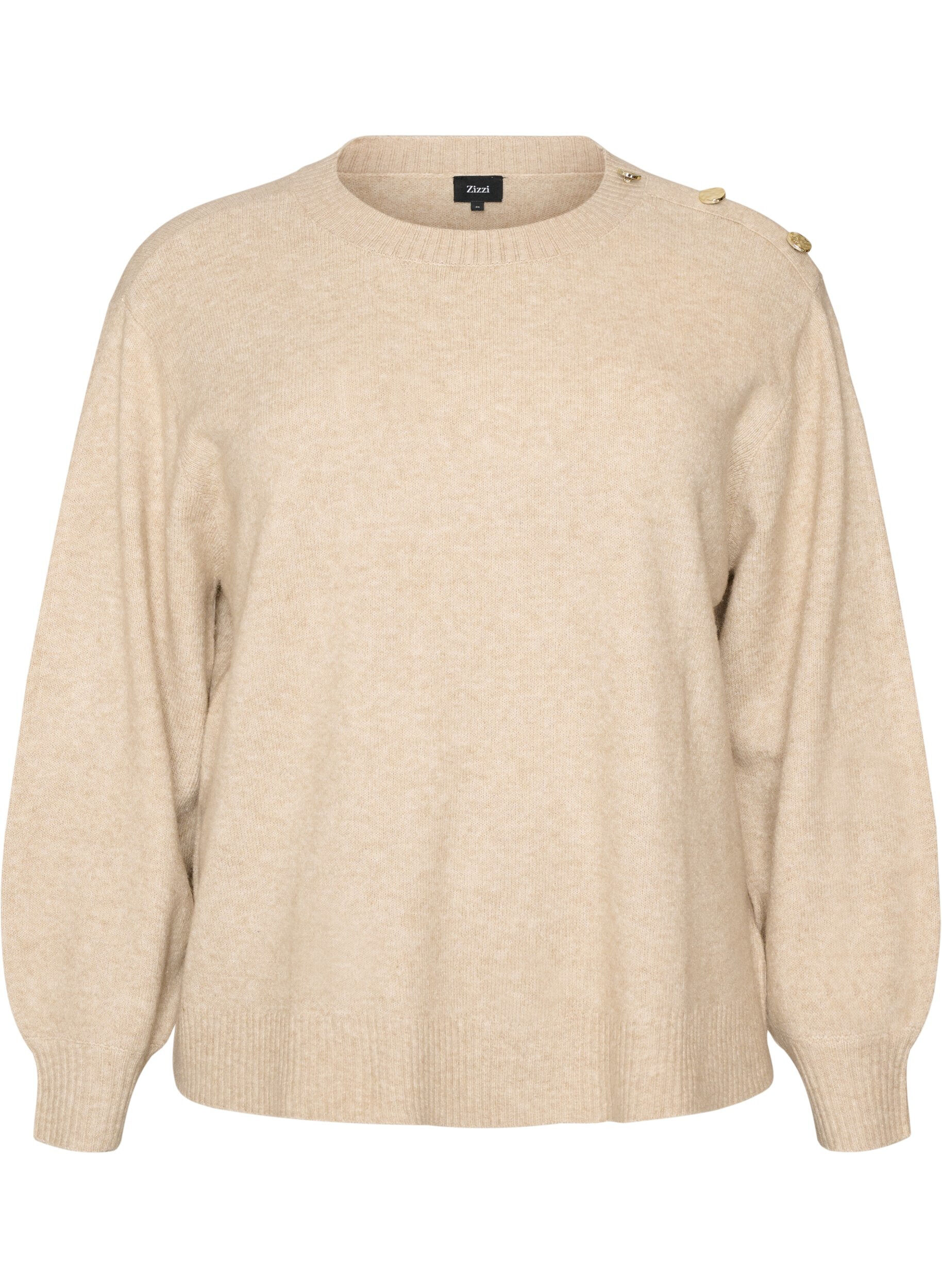 ZizziChemisier en maille avec boutons d&eacute;coratifs, Beige, Packshot image number 0