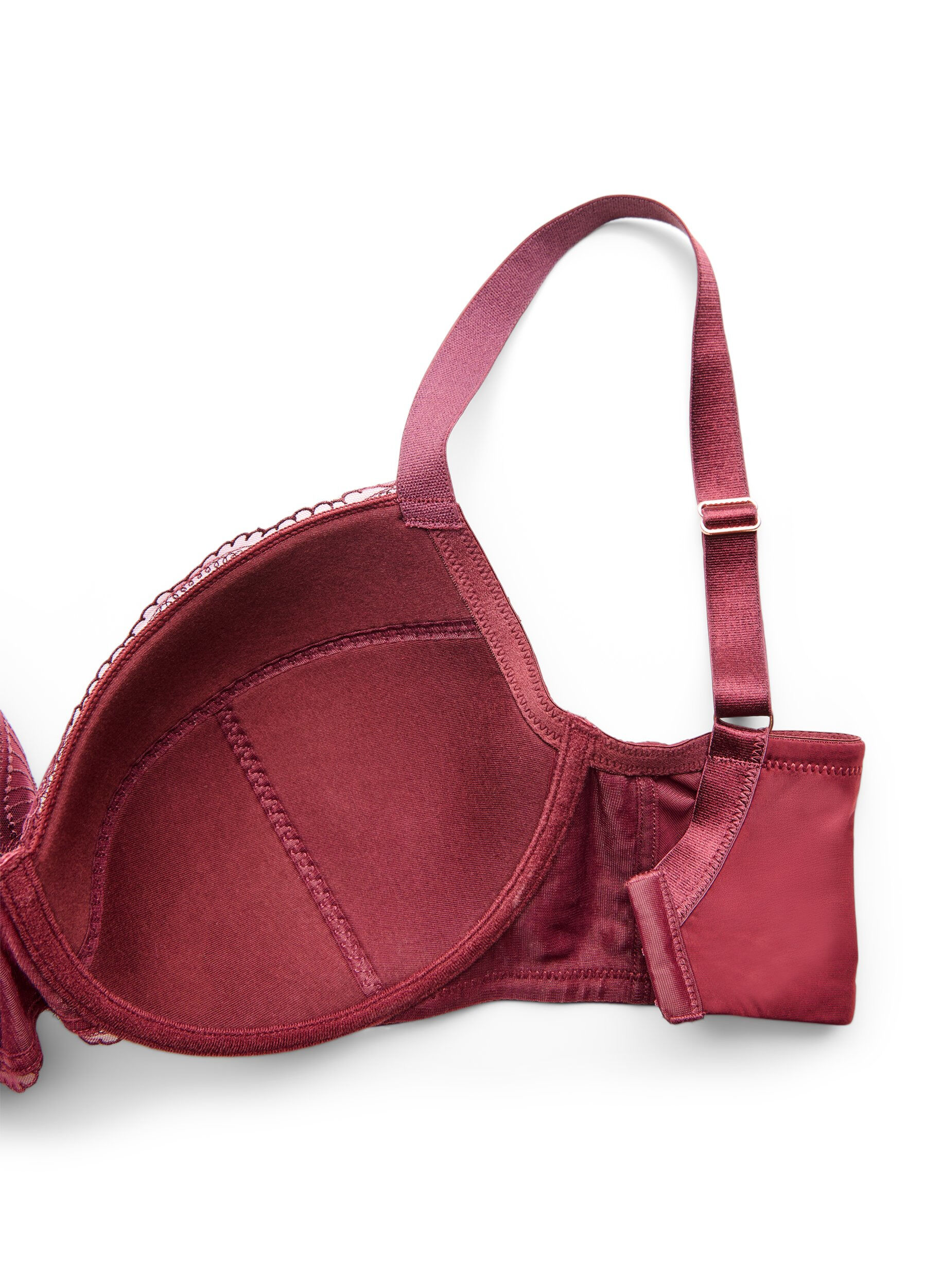 ZizziSoutien-gorge rembourr&eacute; &agrave; armatures avec dentelle et dos en U, Bordeaux, Packshot image number 3