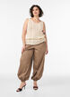 Gebreide top met broderie ajour en V-hals, Beige, Model image number 1