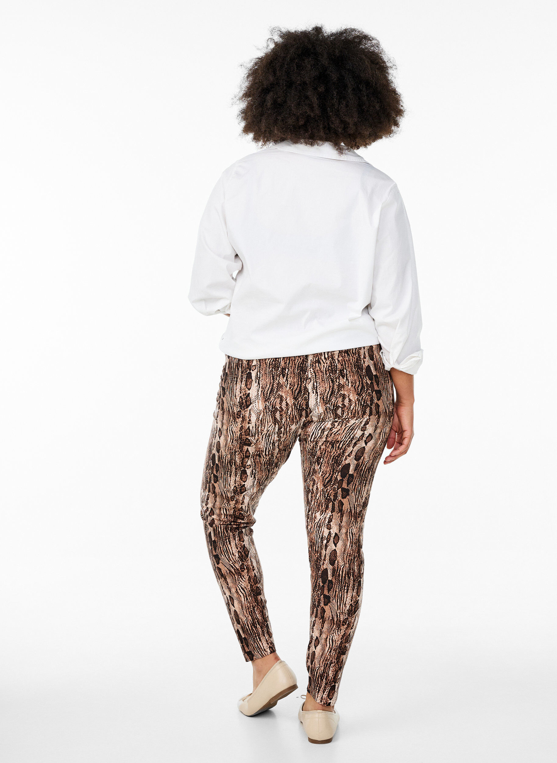 ZizziViscose leggings met print, Bruin, Model image number 2