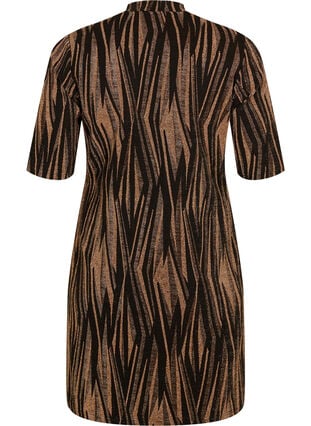 Robe à motifs avec des paillettes et des manches courtes, Black w. Copper, Packshot image number 1