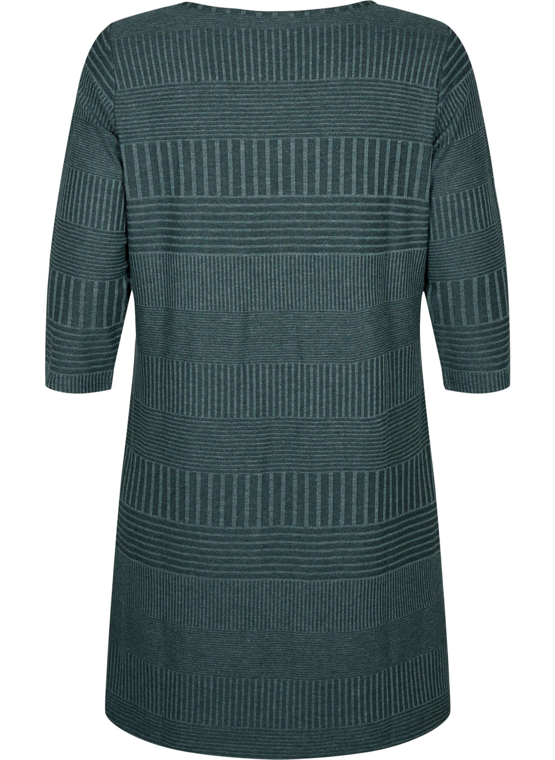 Zizzi Robe avec manches 3/4 et motif ray&eacute;, Scarab Melange, Packshot image number 1