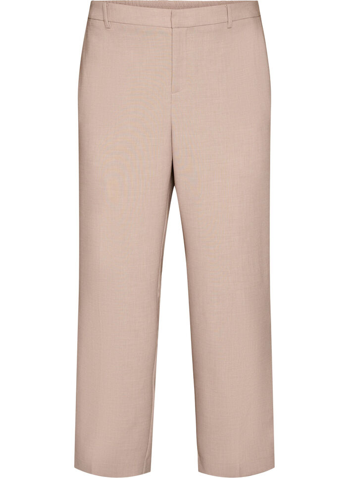 Op maat gemaakte broek met een hoge taille en straight-fit, Beige, Packshot image number 0