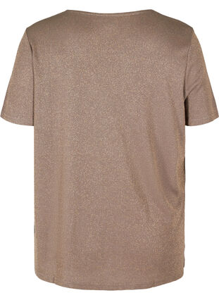 T-shirt met glitters en v-hals, Golden, Packshot image number 1