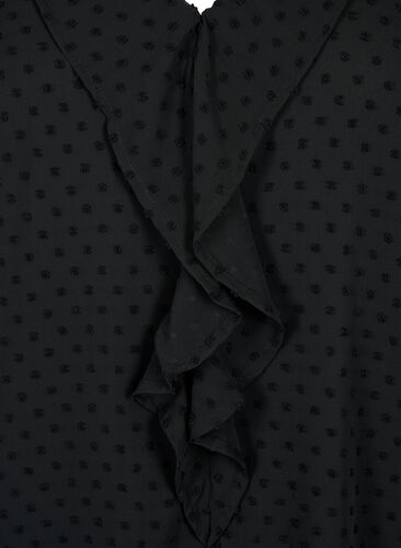 Blouse avec volants et texture en pointillés, Black, Packshot image number 2