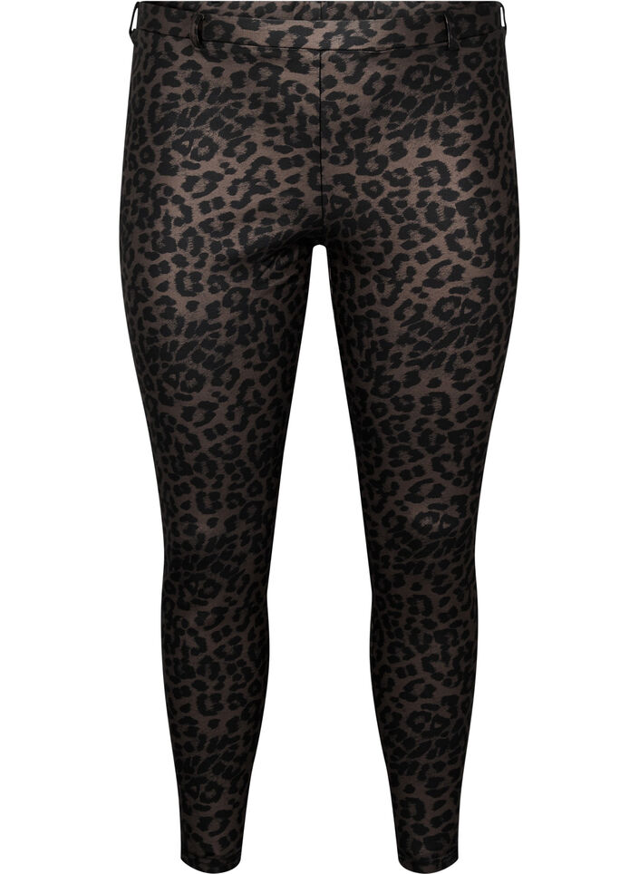 Leggings court enduit avec imprimé léopard, Marron, Packshot image number 0