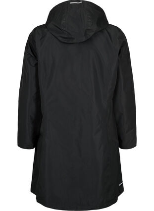 Veste de pluie avec capuche amovible et détails réfléchissants, Black, Packshot image number 1