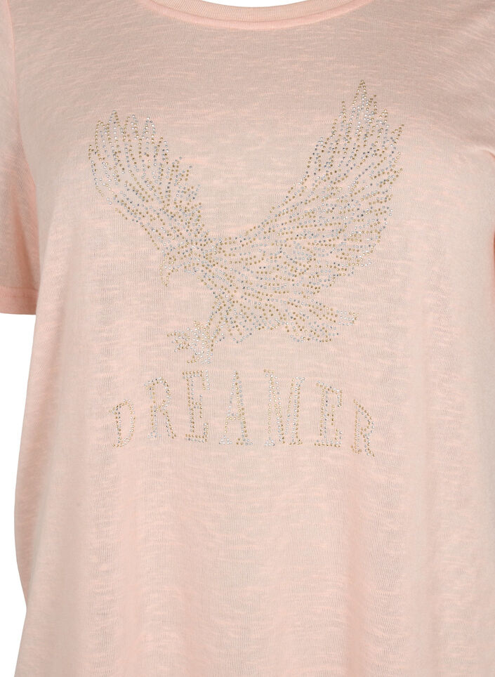 T-shirt avec rivets et col rond, Pale Blush, Packshot image number 2