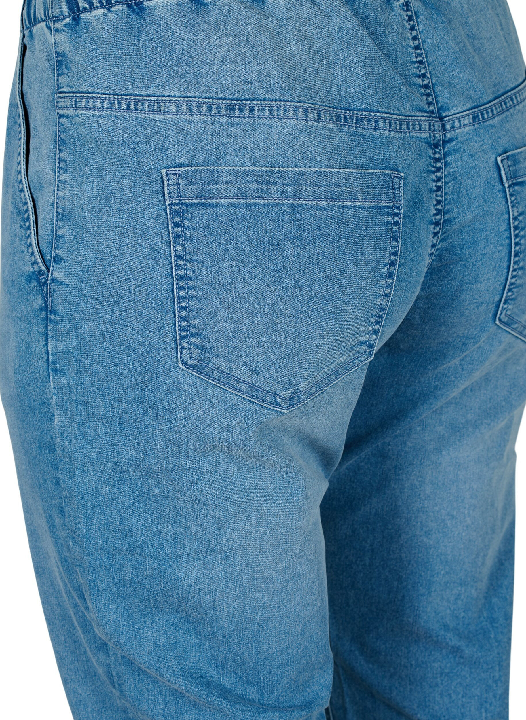 Zizzi Pantalon de jogging en denim avec des poches, Bleu Clair, Packshot image number 3