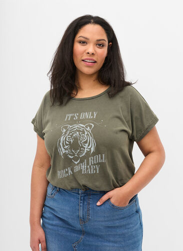 Biologisch katoenen t-shirt met print, Ivy acid Lion as s, Model image number 0