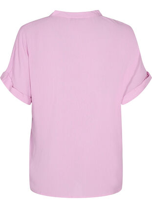 Chemise à manches courtes en viscose avec col en V, Mauve Mist, Packshot image number 1