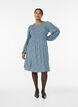Robe avec haut smock&eacute; et imprim&eacute; &agrave; petites fleurs, Bleu, Model image number 1