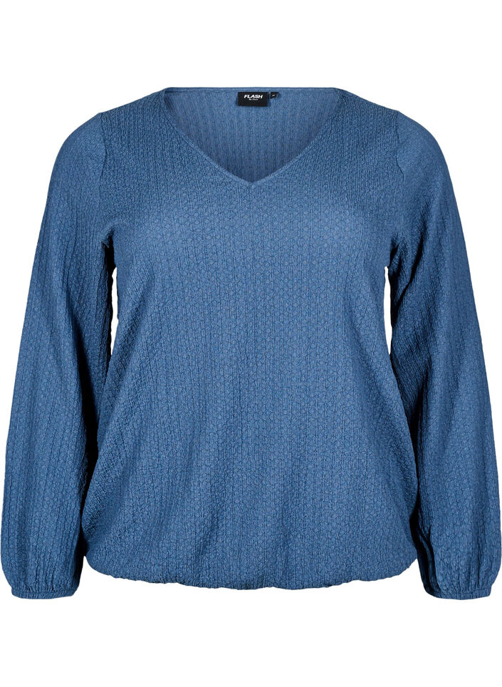 Flash - Chemisier avec texture et manches longues, Sargasso Sea, Packshot image number 0