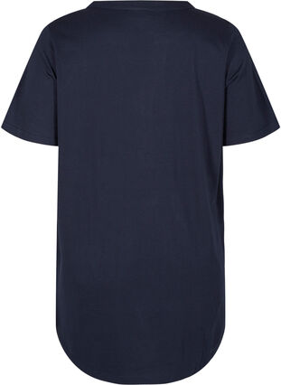 T-shirt en coton avec col en V et boutons, Night Sky, Packshot image number 1
