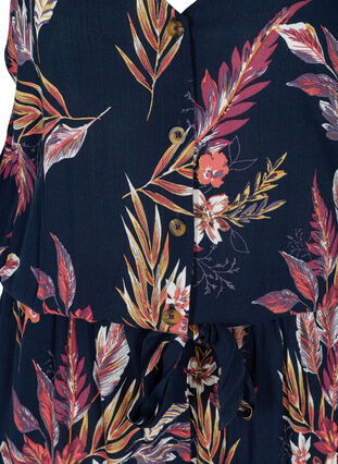Viscose jumpsuit met tailleband en v-hals, Indian Summer Flower, Packshot image number 2