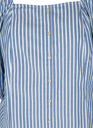 Blouse rayée en coton à manches 3/4, Bijou Blue Stripe, Packshot image number 2
