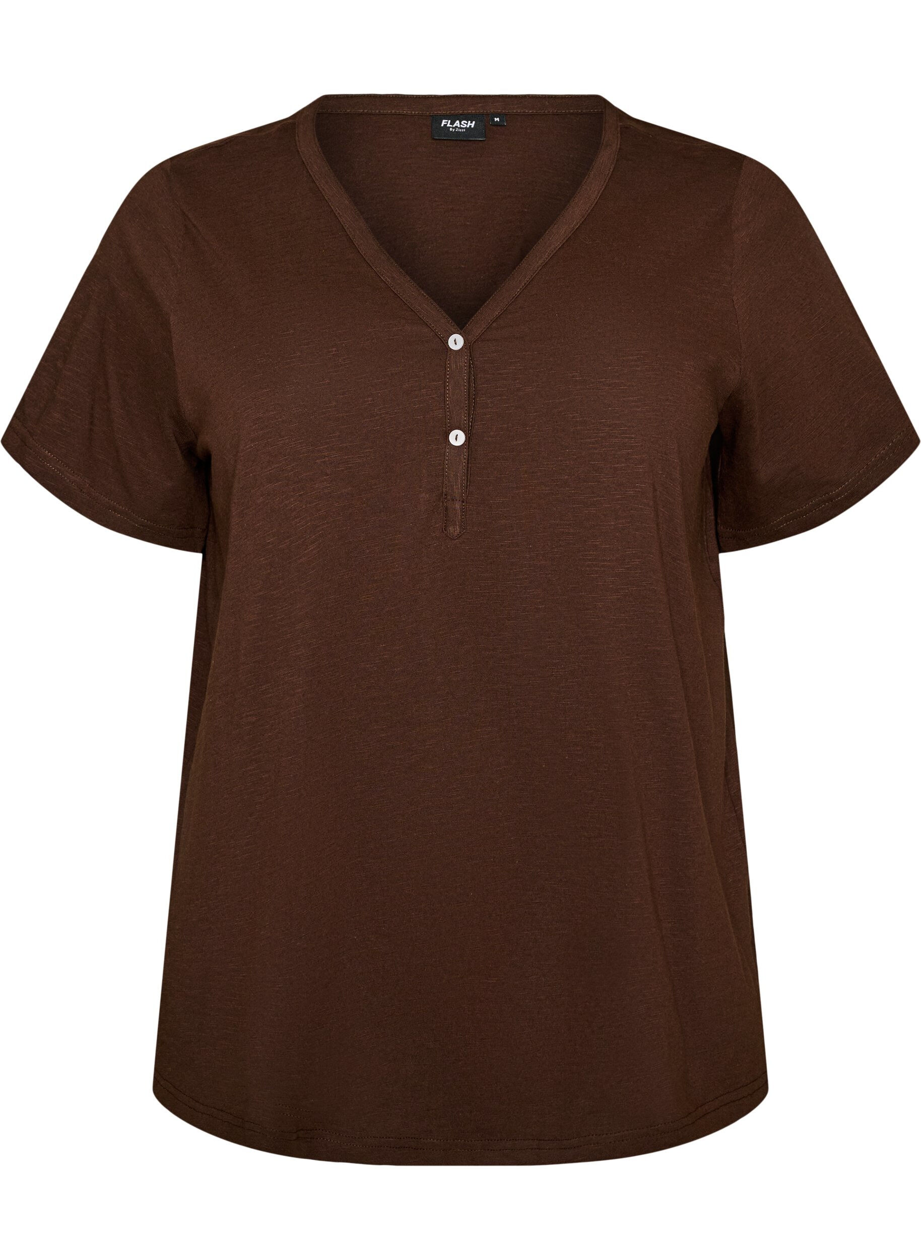 ZizziT-shirt dot&eacute; de boutons, Marron, Packshot image number 0