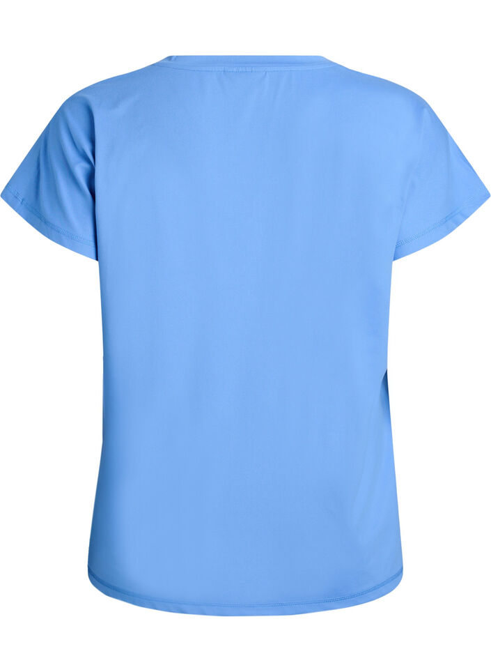 T-shirt ample de sport &agrave; col en V, Bleu, Packshot image number 1