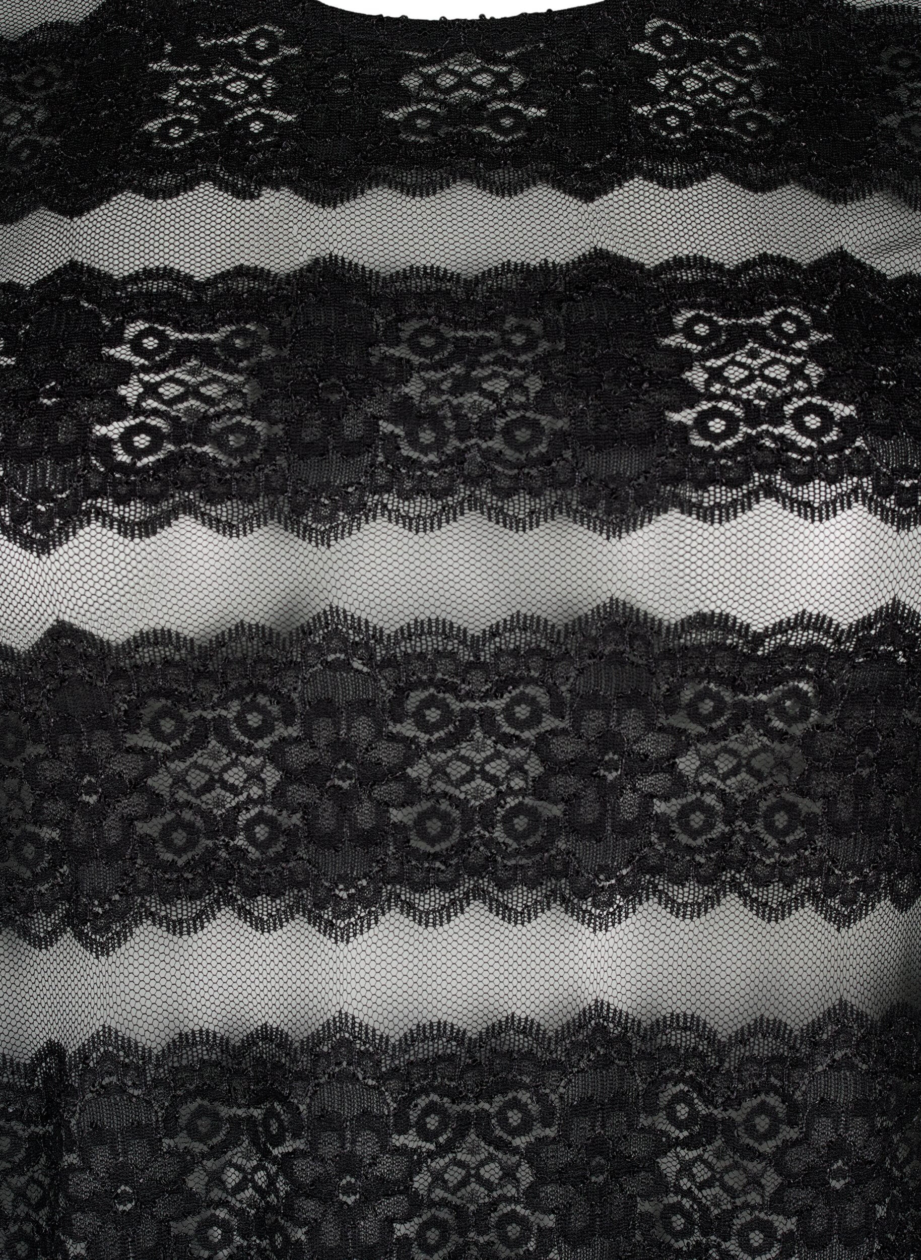 Zizzi Robe mi-longue &agrave; dentelle et mesh, Black, Packshot image number 2