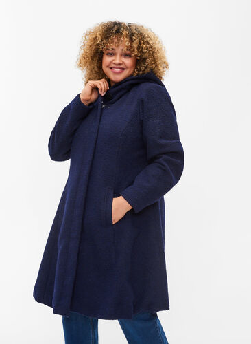 Manteau avec capuche et forme en A, Night Sky Mel., Model image number 0