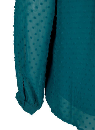 T-shirtblouse met ruches en een gestippelde textuur, Shaded Spruce, Packshot image number 2