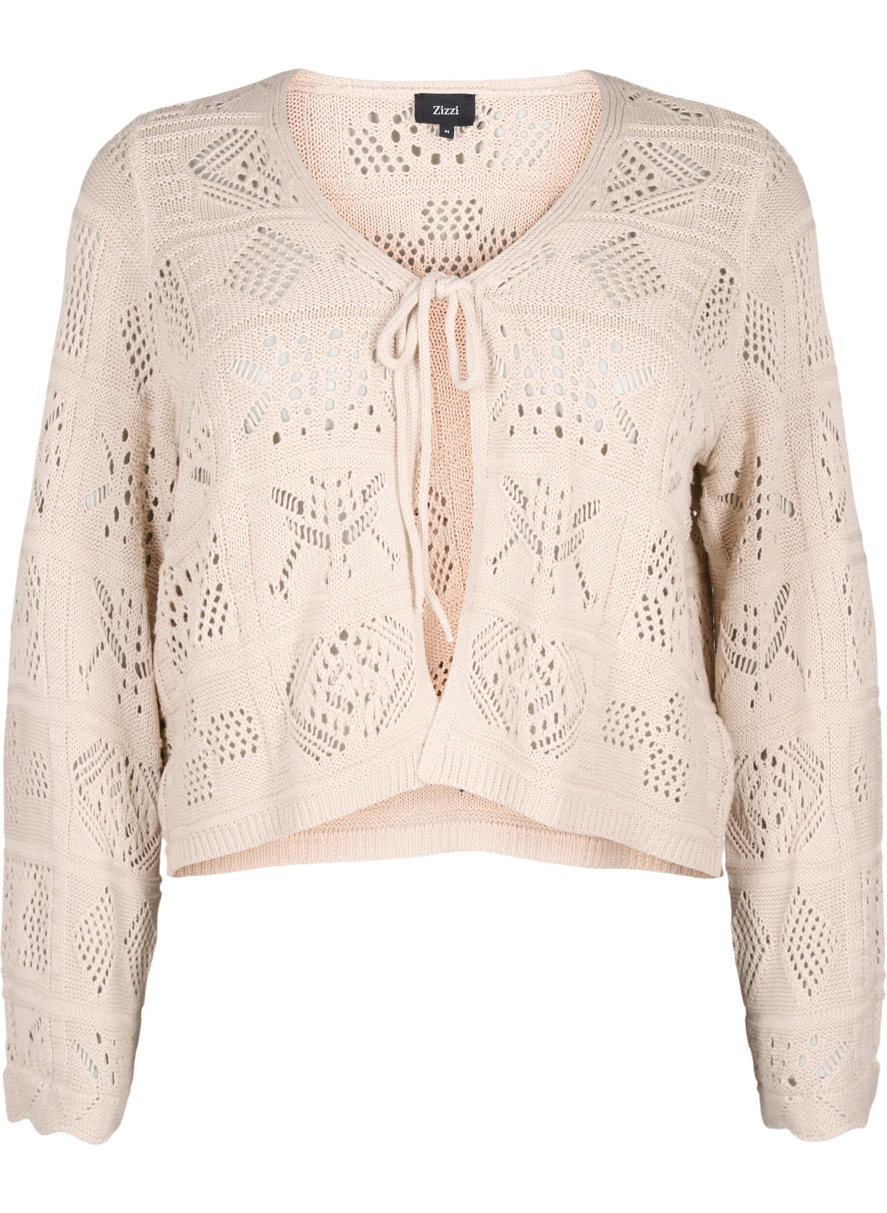 Zizzi Cardigan en tricot avec cordon, Pumice Stone, Packshot image number 0