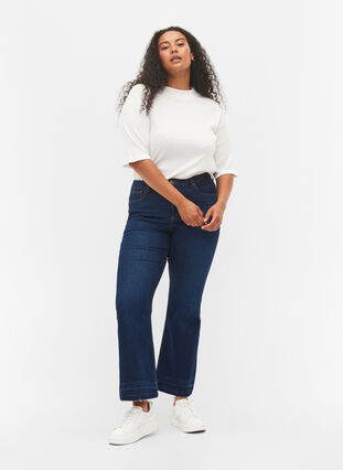 Ellen bootcut jeans met hoge taille, Dark blue, Model image number 0