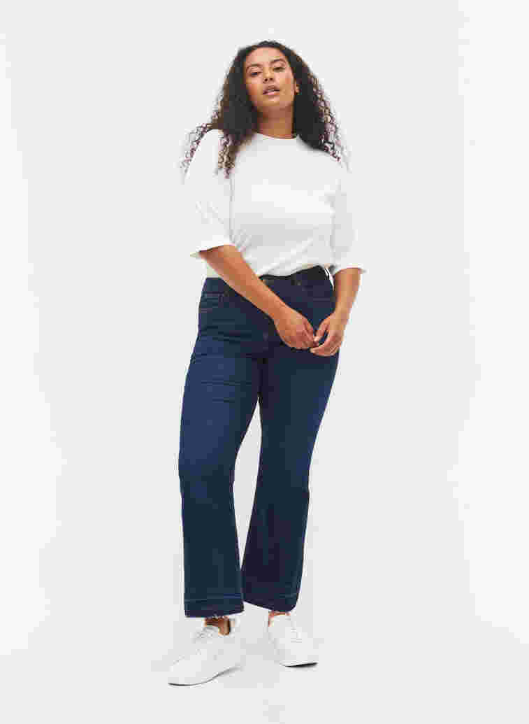 Ellen bootcut jeans met hoge taille, Dark blue, Model