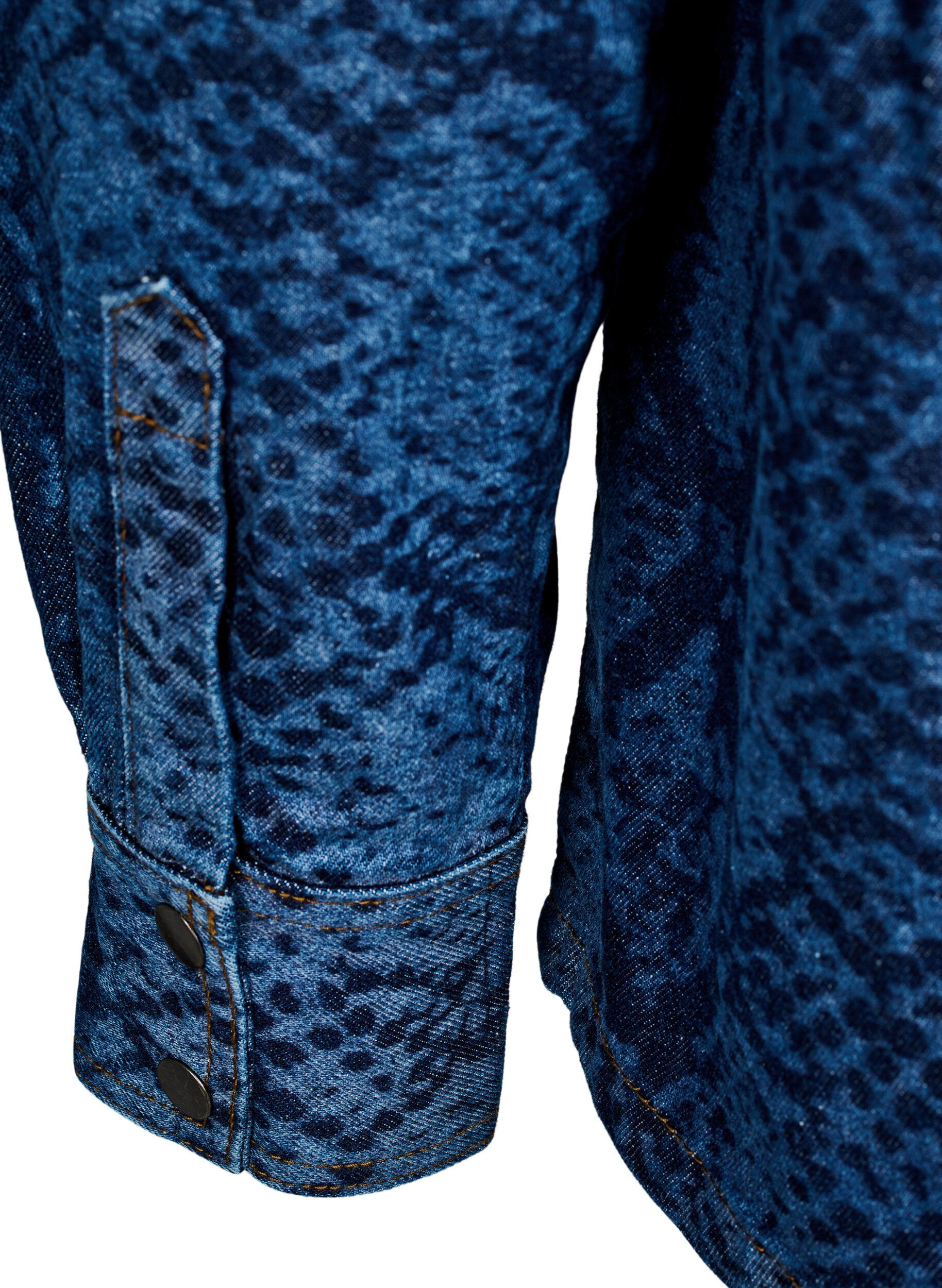 ZizziLosse denimblouse met slangenprint, Blauw, Packshot image number 3