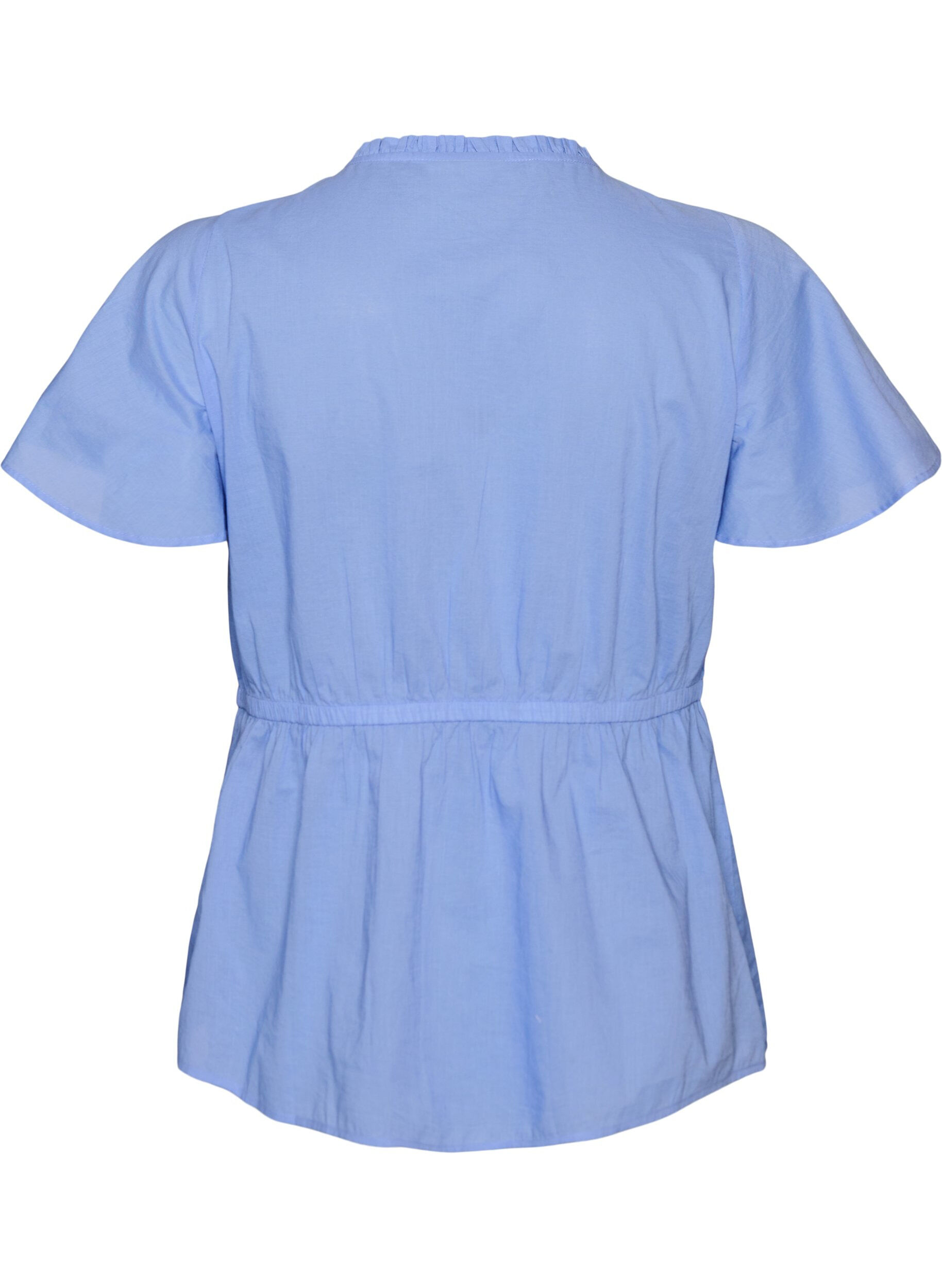 ZizziBlouse en coton avec lien &agrave; nouer et taille &eacute;lastiqu&eacute;e, Bleu, Packshot image number 1